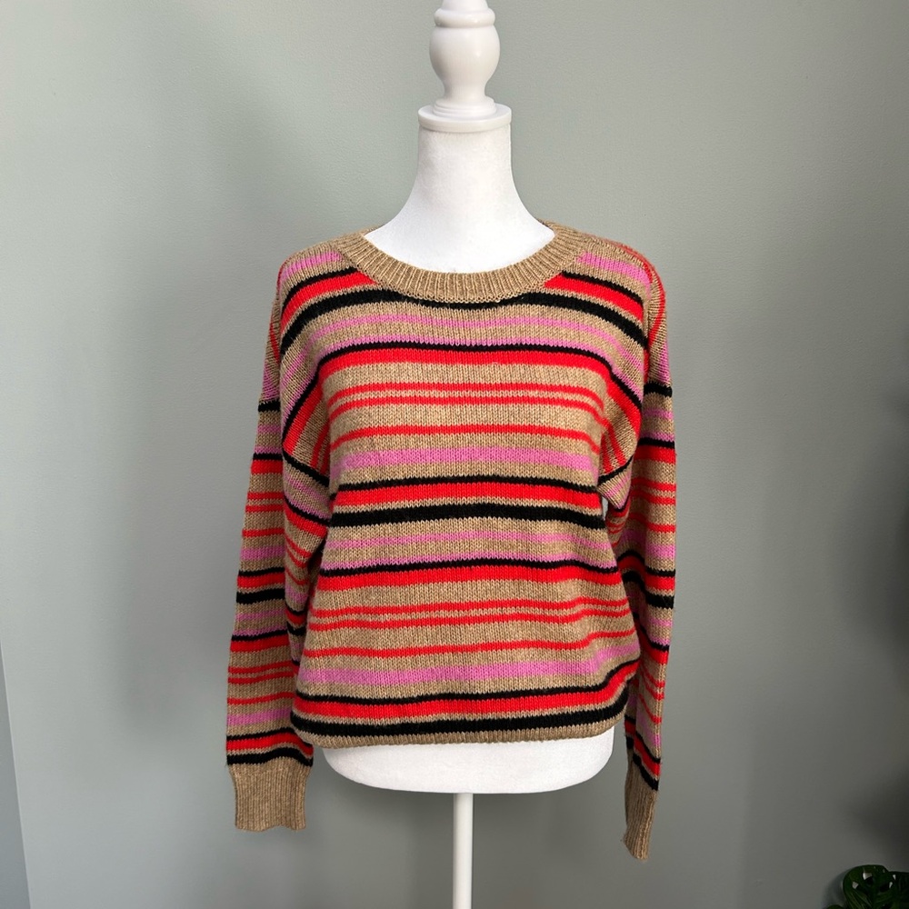 Lucky Brand women’s size M  multi striped crew neck sweater